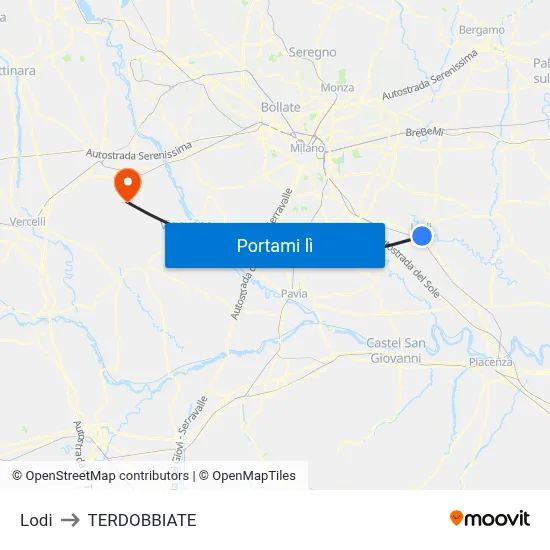 Lodi to TERDOBBIATE map