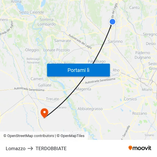 Lomazzo to TERDOBBIATE map