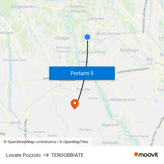 Lonate Pozzolo to TERDOBBIATE map