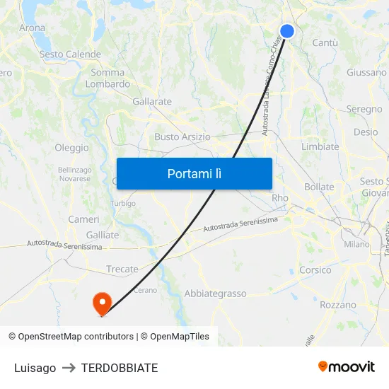 Luisago to TERDOBBIATE map