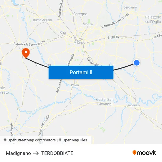 Madignano to TERDOBBIATE map
