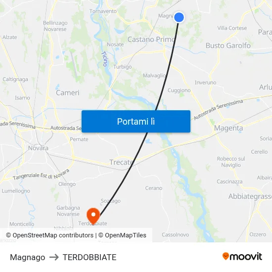 Magnago to TERDOBBIATE map