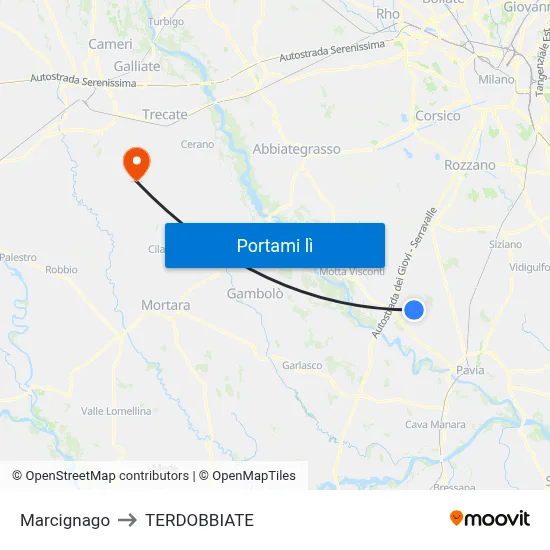 Marcignago to TERDOBBIATE map