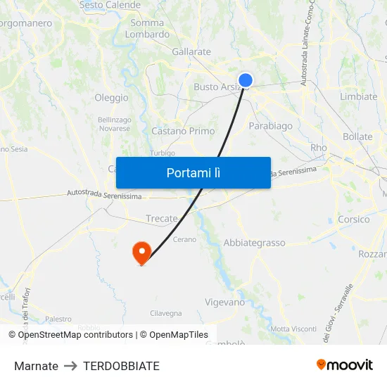 Marnate to TERDOBBIATE map