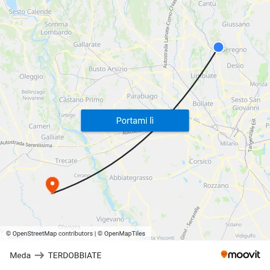 Meda to TERDOBBIATE map