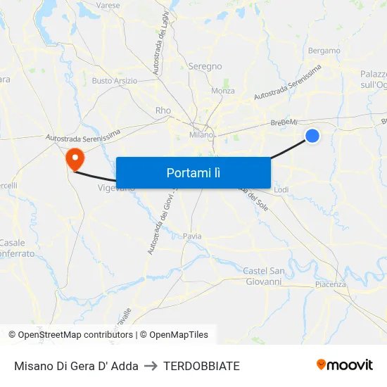 Misano Di Gera D' Adda to TERDOBBIATE map