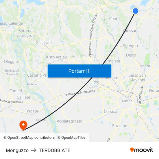 Monguzzo to TERDOBBIATE map