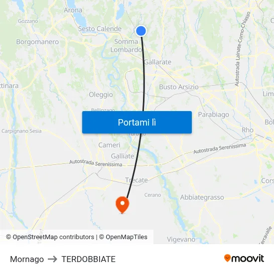 Mornago to TERDOBBIATE map