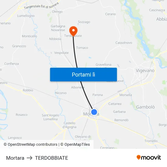 Mortara to TERDOBBIATE map