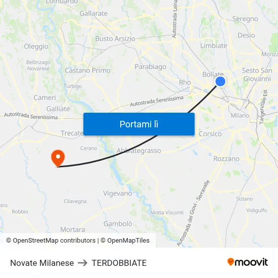 Novate Milanese to TERDOBBIATE map