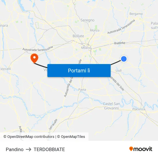 Pandino to TERDOBBIATE map