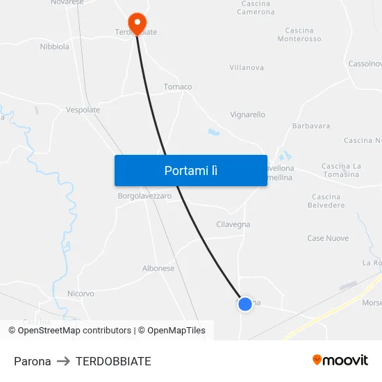 Parona to TERDOBBIATE map