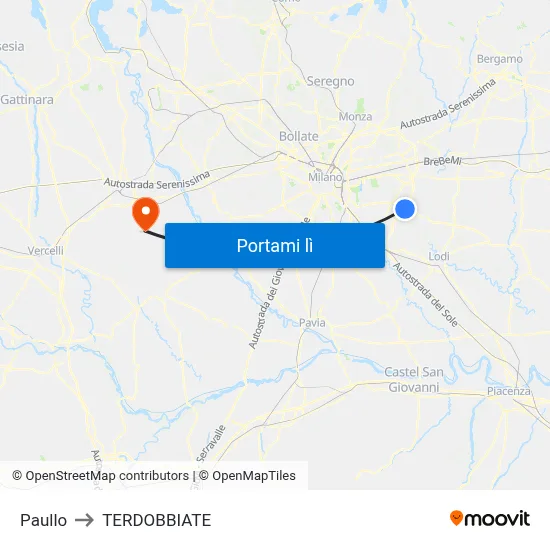 Paullo to TERDOBBIATE map