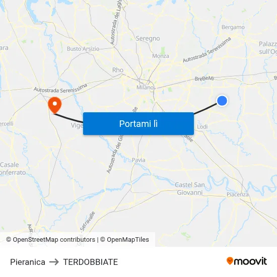 Pieranica to TERDOBBIATE map