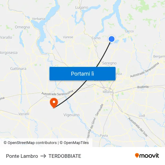 Ponte Lambro to TERDOBBIATE map