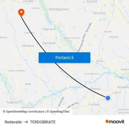 Redavalle to TERDOBBIATE map