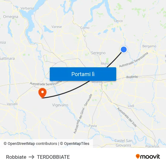 Robbiate to TERDOBBIATE map