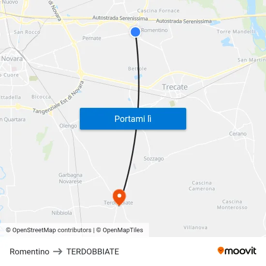 Romentino to TERDOBBIATE map
