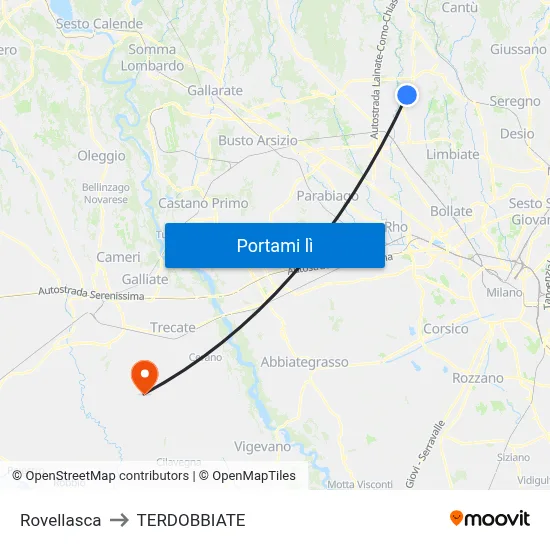 Rovellasca to TERDOBBIATE map