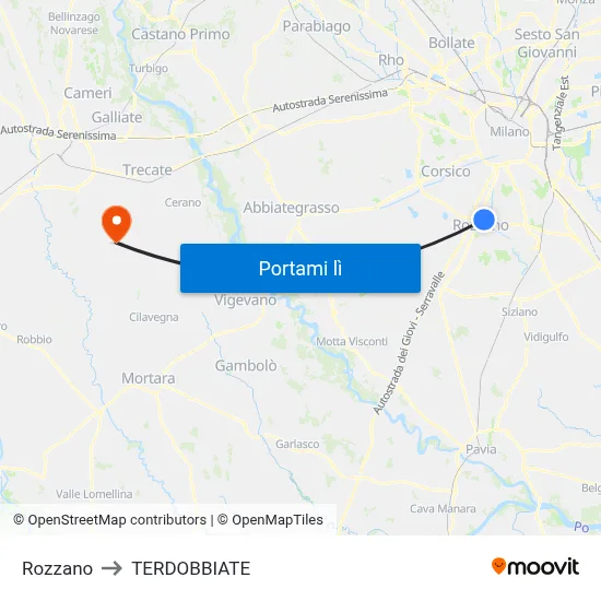 Rozzano to TERDOBBIATE map