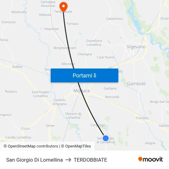 San Giorgio Di Lomellina to TERDOBBIATE map