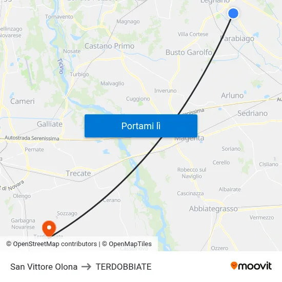 San Vittore Olona to TERDOBBIATE map