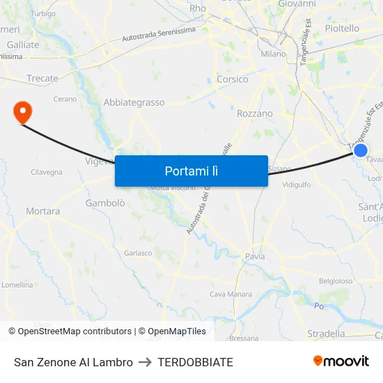 San Zenone Al Lambro to TERDOBBIATE map