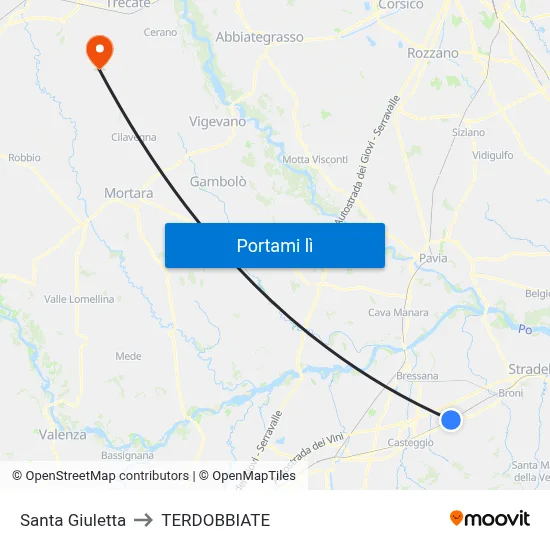 Santa Giuletta to TERDOBBIATE map