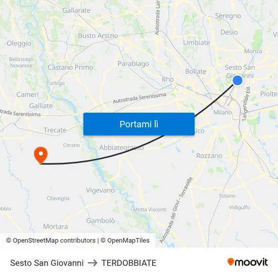 Sesto San Giovanni to TERDOBBIATE map