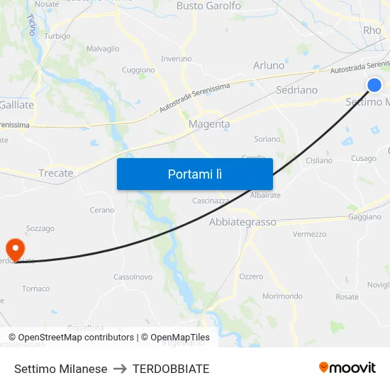 Settimo Milanese to TERDOBBIATE map