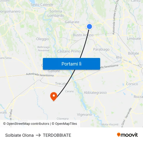 Solbiate Olona to TERDOBBIATE map