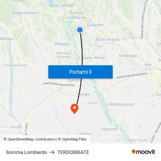 Somma Lombardo to TERDOBBIATE map