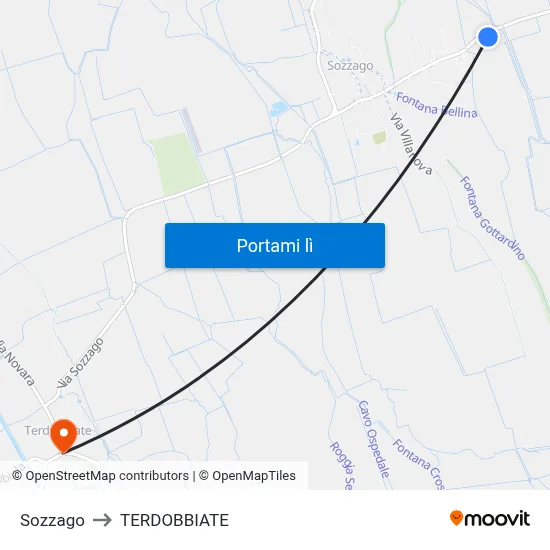 Sozzago to TERDOBBIATE map
