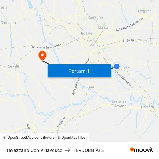 Tavazzano Con Villavesco to TERDOBBIATE map