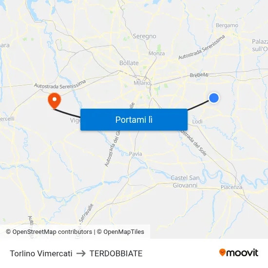 Torlino Vimercati to TERDOBBIATE map