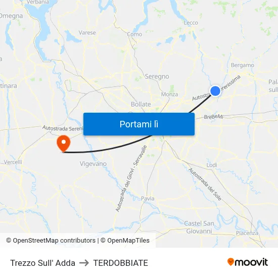 Trezzo Sull' Adda to TERDOBBIATE map