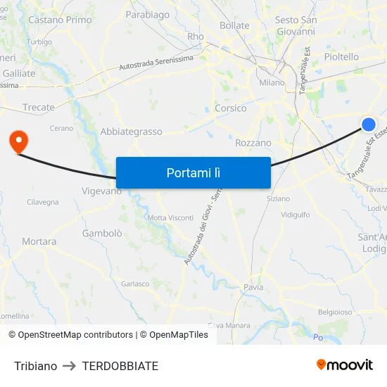Tribiano to TERDOBBIATE map