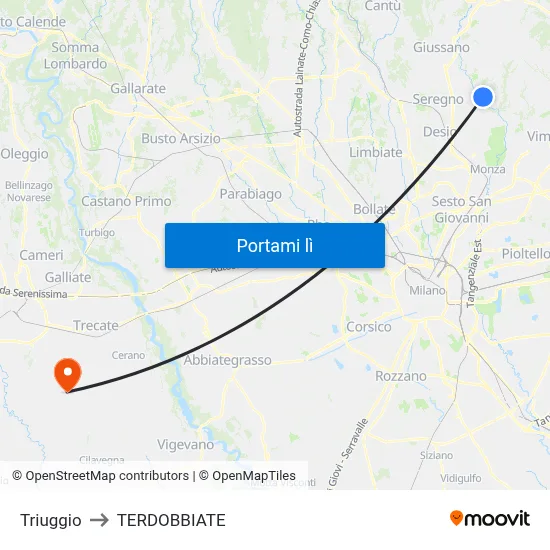 Triuggio to TERDOBBIATE map