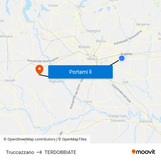 Truccazzano to TERDOBBIATE map