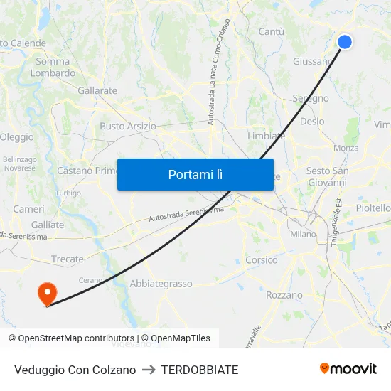 Veduggio Con Colzano to TERDOBBIATE map