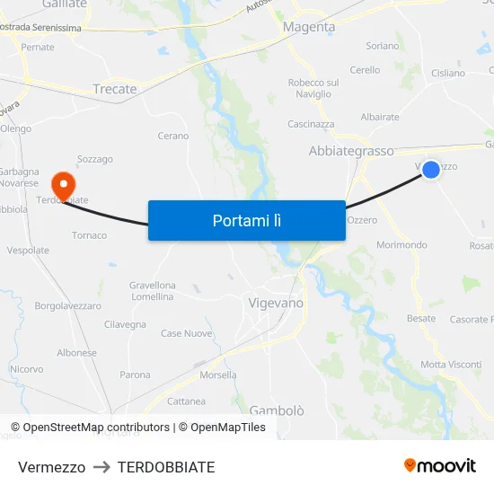 Vermezzo to TERDOBBIATE map