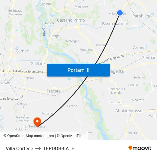 Villa Cortese to TERDOBBIATE map