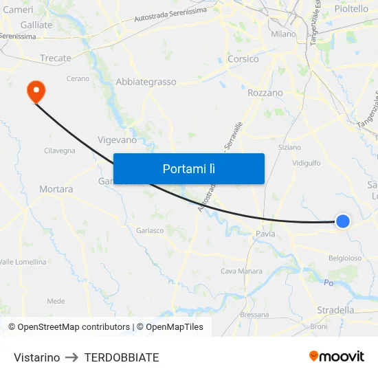 Vistarino to TERDOBBIATE map