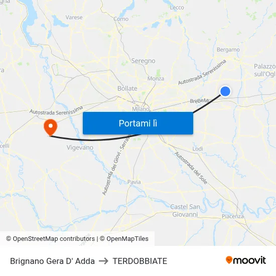 Brignano Gera D' Adda to TERDOBBIATE map