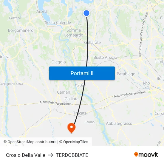 Crosio Della Valle to TERDOBBIATE map