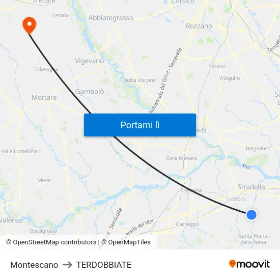 Montescano to TERDOBBIATE map