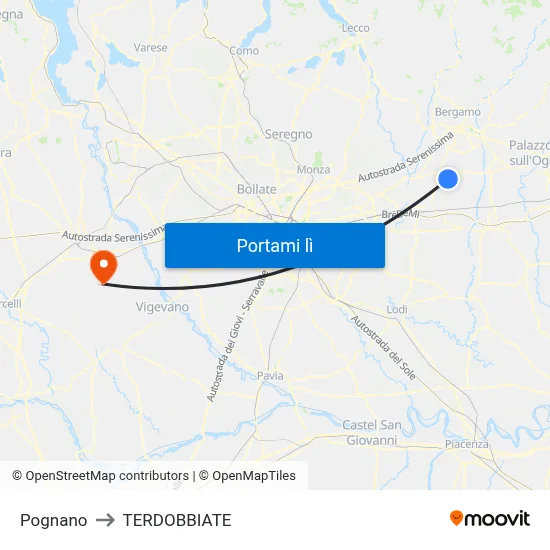 Pognano to TERDOBBIATE map