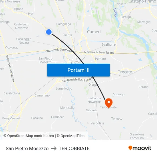 San Pietro Mosezzo to TERDOBBIATE map