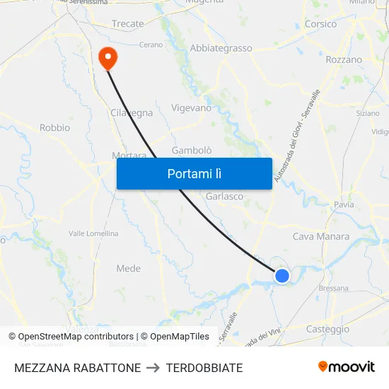 MEZZANA RABATTONE to TERDOBBIATE map