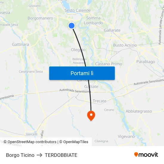 Borgo Ticino to TERDOBBIATE map